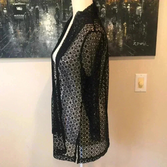 Draper’s and Damon’s Open Front Floral Mesh Cardigan-Size PM - Picture 3 of 6